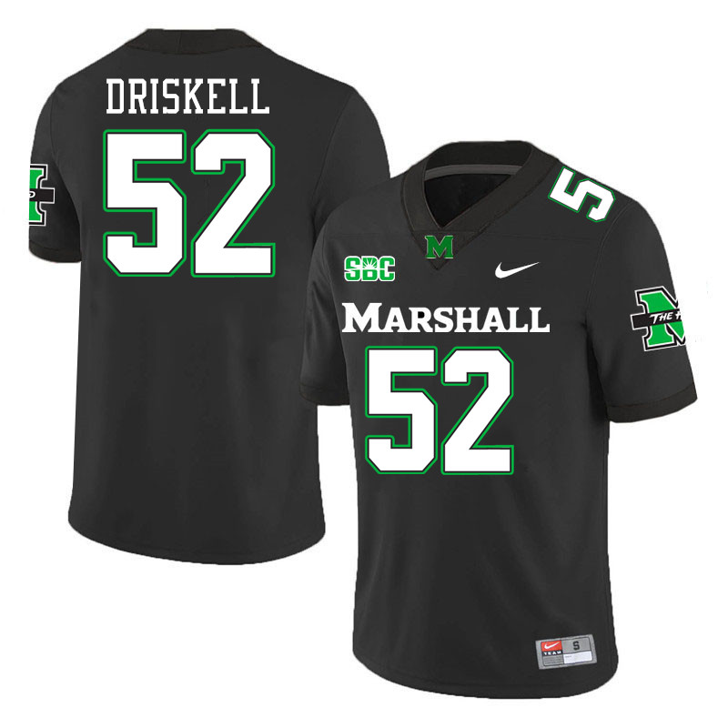 Marshall Thundering Herd #52 Ethan Driskell College Football Jerseys,Uniforms-Black